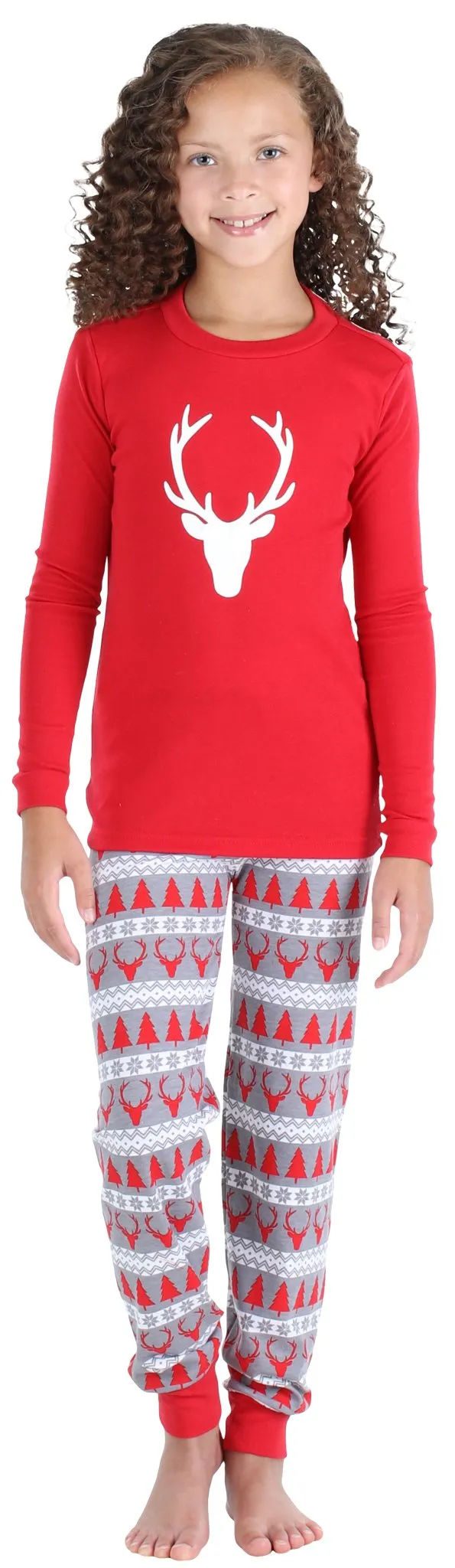 SleepytimePjs Red Holiday Family Matching Fair Isle Deer Pajama Sets