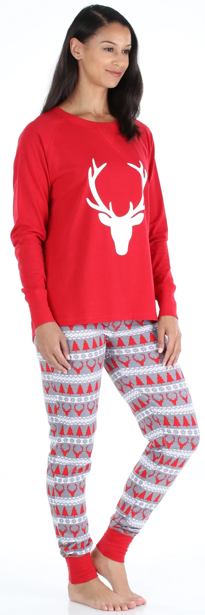 SleepytimePjs Red Holiday Family Matching Fair Isle Deer Pajama Sets