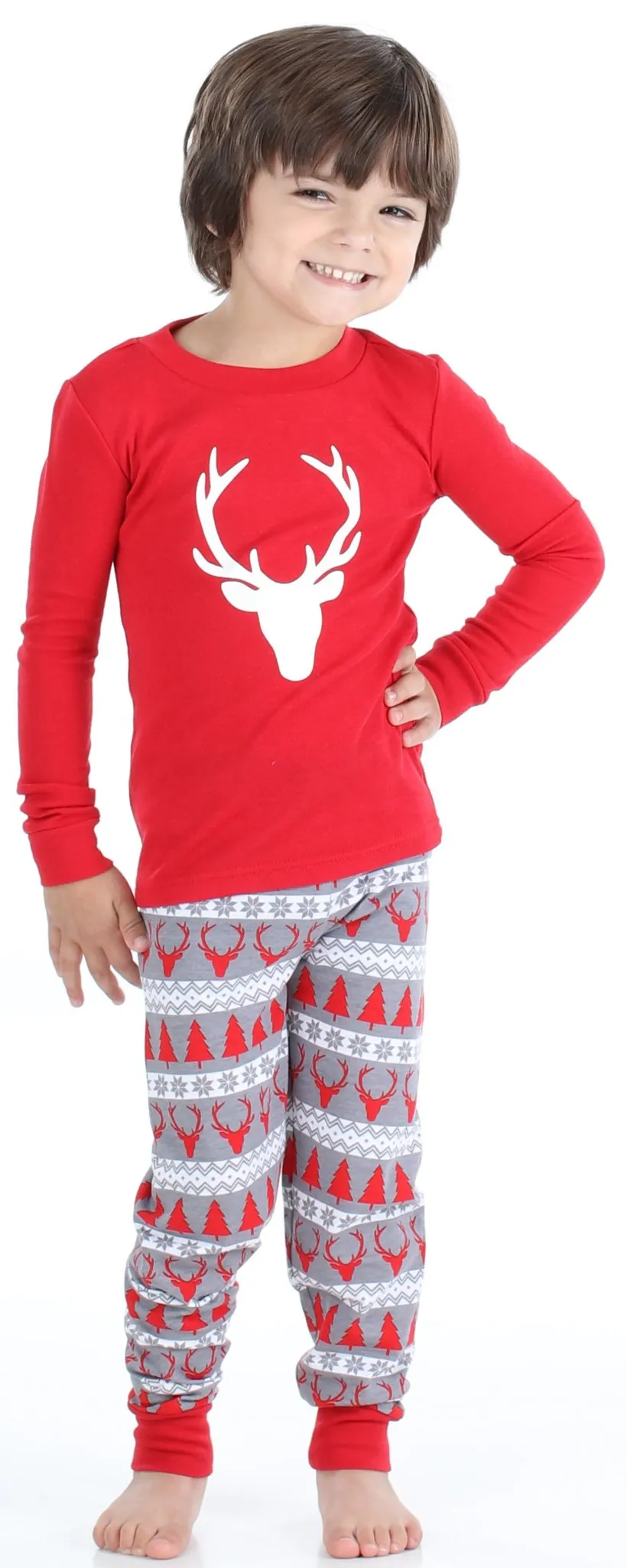 SleepytimePjs Red Holiday Family Matching Fair Isle Deer Pajama Sets