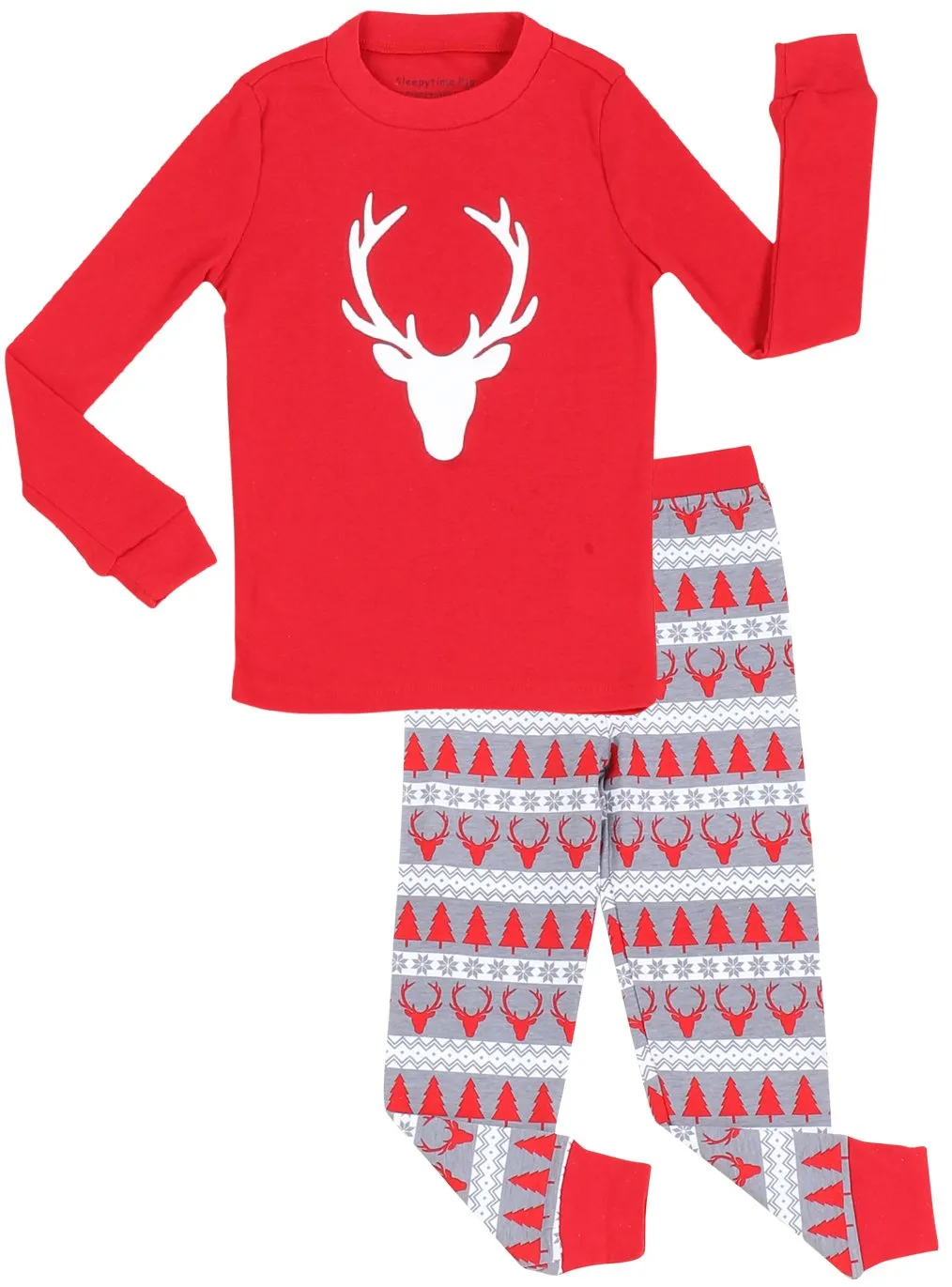 SleepytimePjs Red Holiday Family Matching Fair Isle Deer Pajama Sets