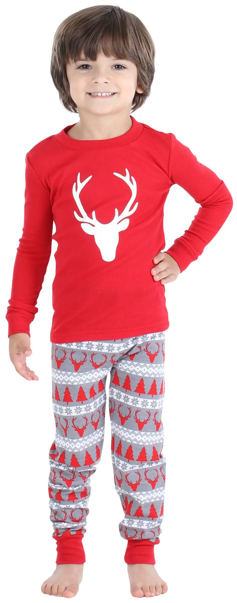 SleepytimePjs Red Holiday Family Matching Fair Isle Deer Pajama Sets