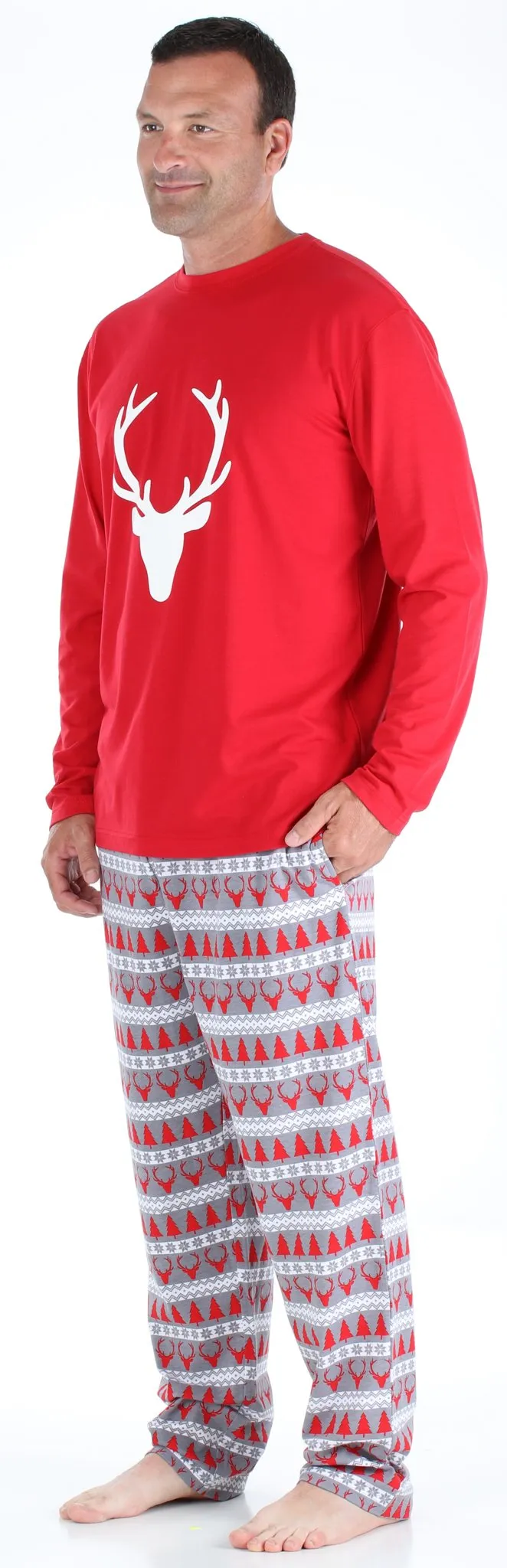 SleepytimePjs Red Holiday Family Matching Fair Isle Deer Pajama Sets