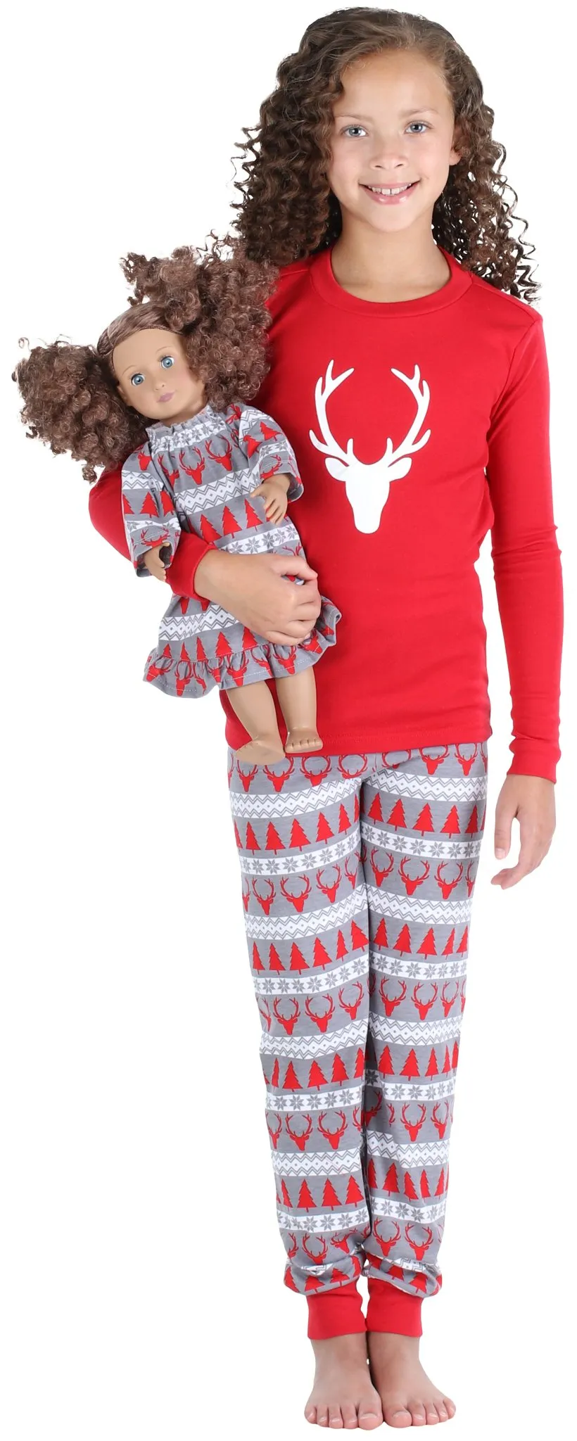 SleepytimePjs Red Holiday Family Matching Fair Isle Deer Pajama Sets