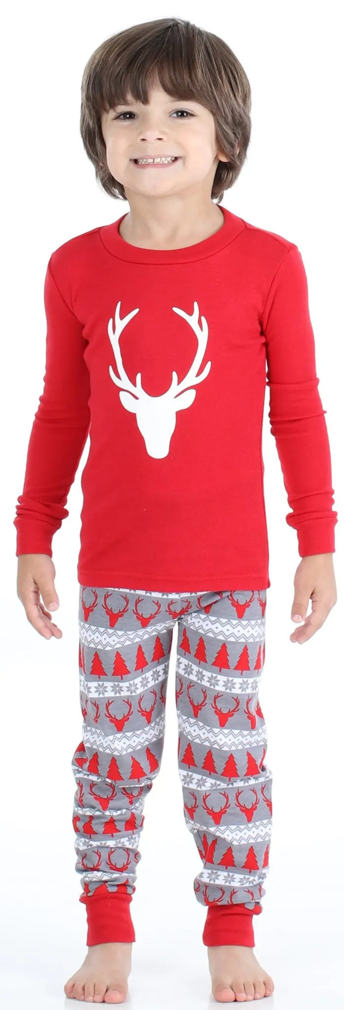 SleepytimePjs Red Holiday Family Matching Fair Isle Deer Pajama Sets