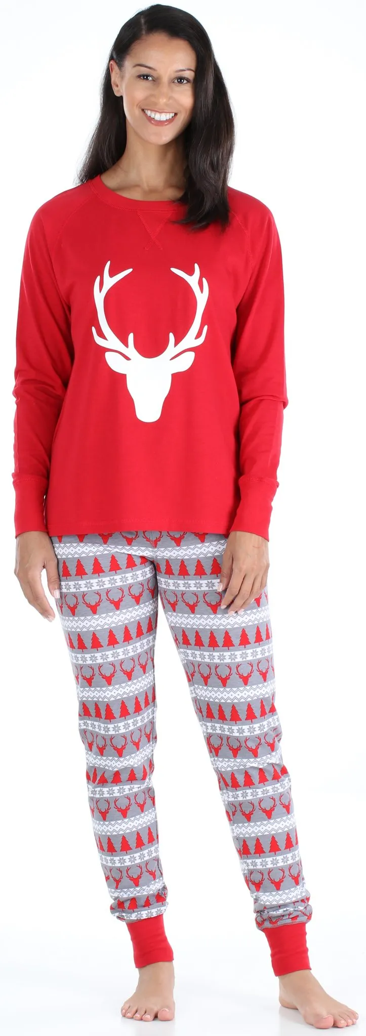 SleepytimePjs Red Holiday Family Matching Fair Isle Deer Pajama Sets