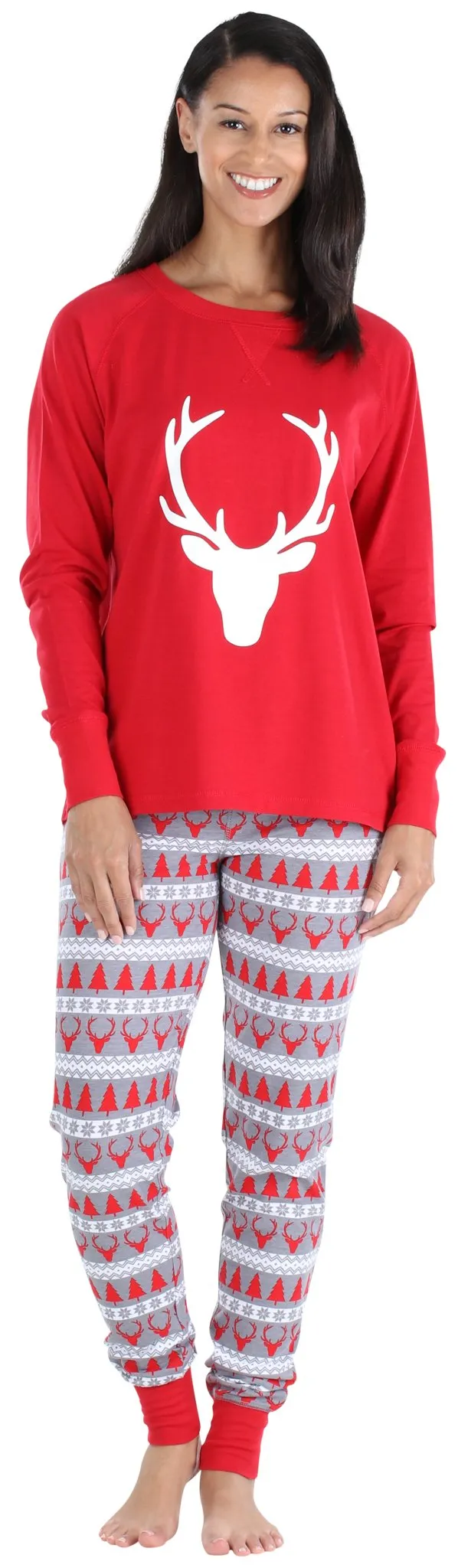 SleepytimePjs Red Holiday Family Matching Fair Isle Deer Pajama Sets