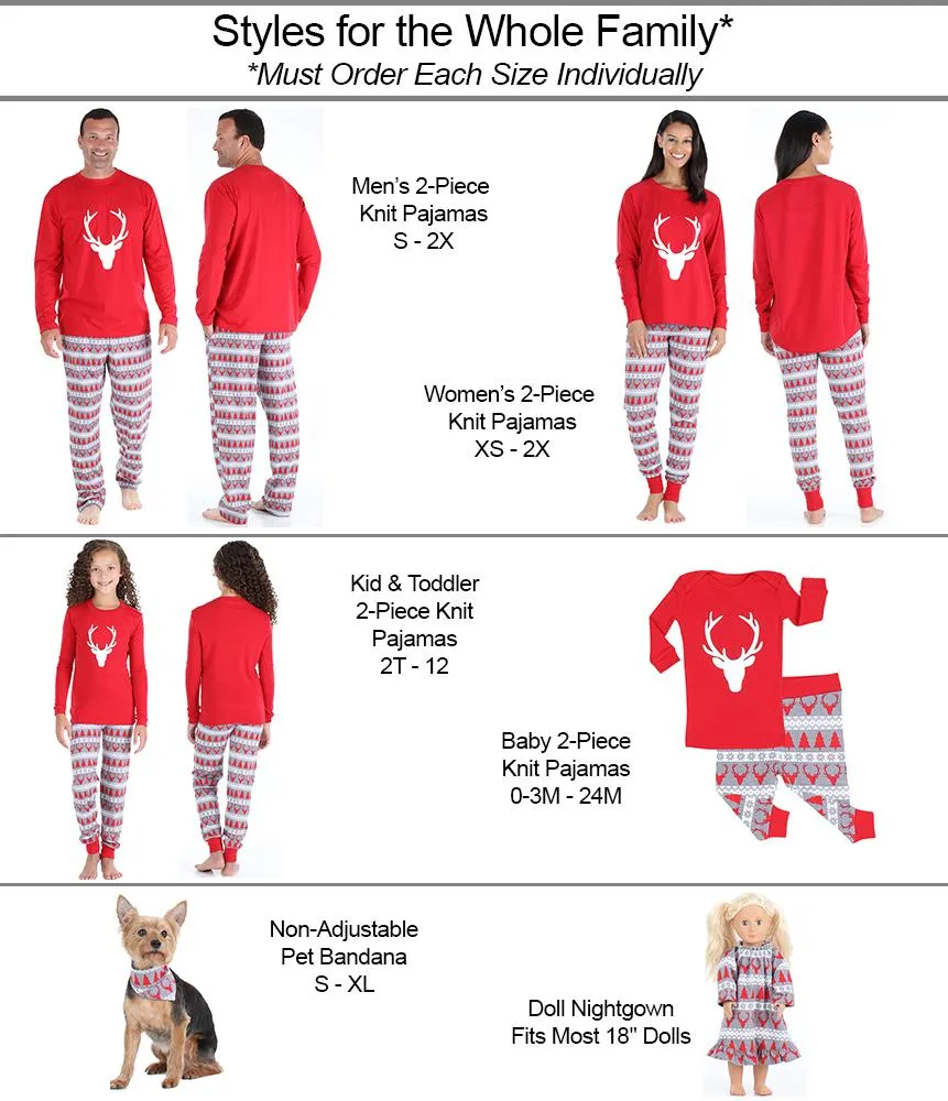 SleepytimePjs Red Holiday Family Matching Fair Isle Deer Pajama Sets