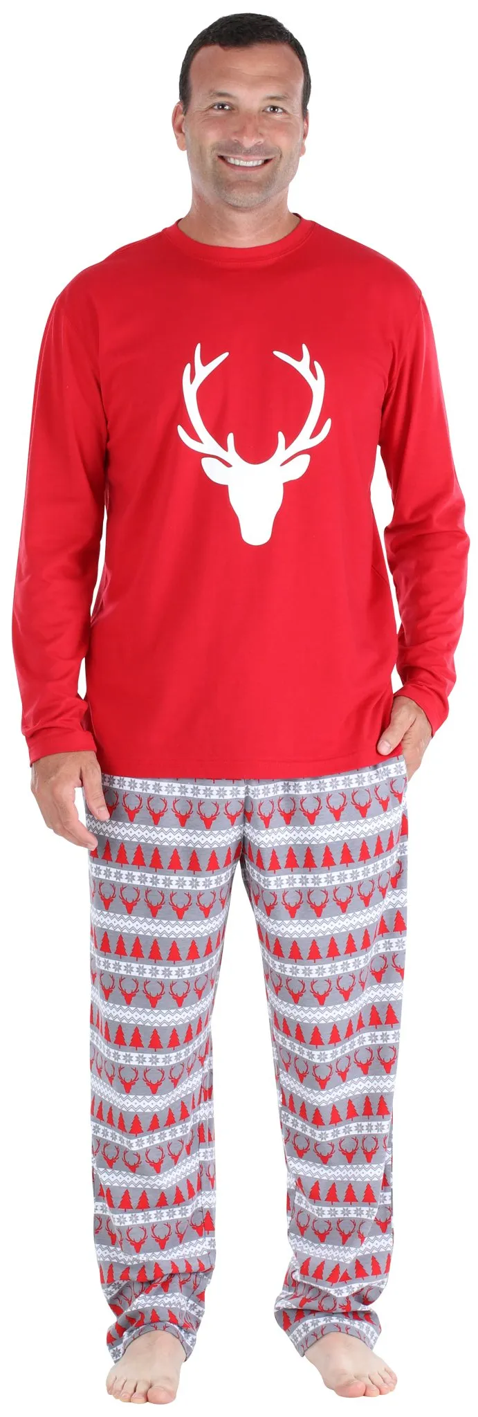 SleepytimePjs Red Holiday Family Matching Fair Isle Deer Pajama Sets