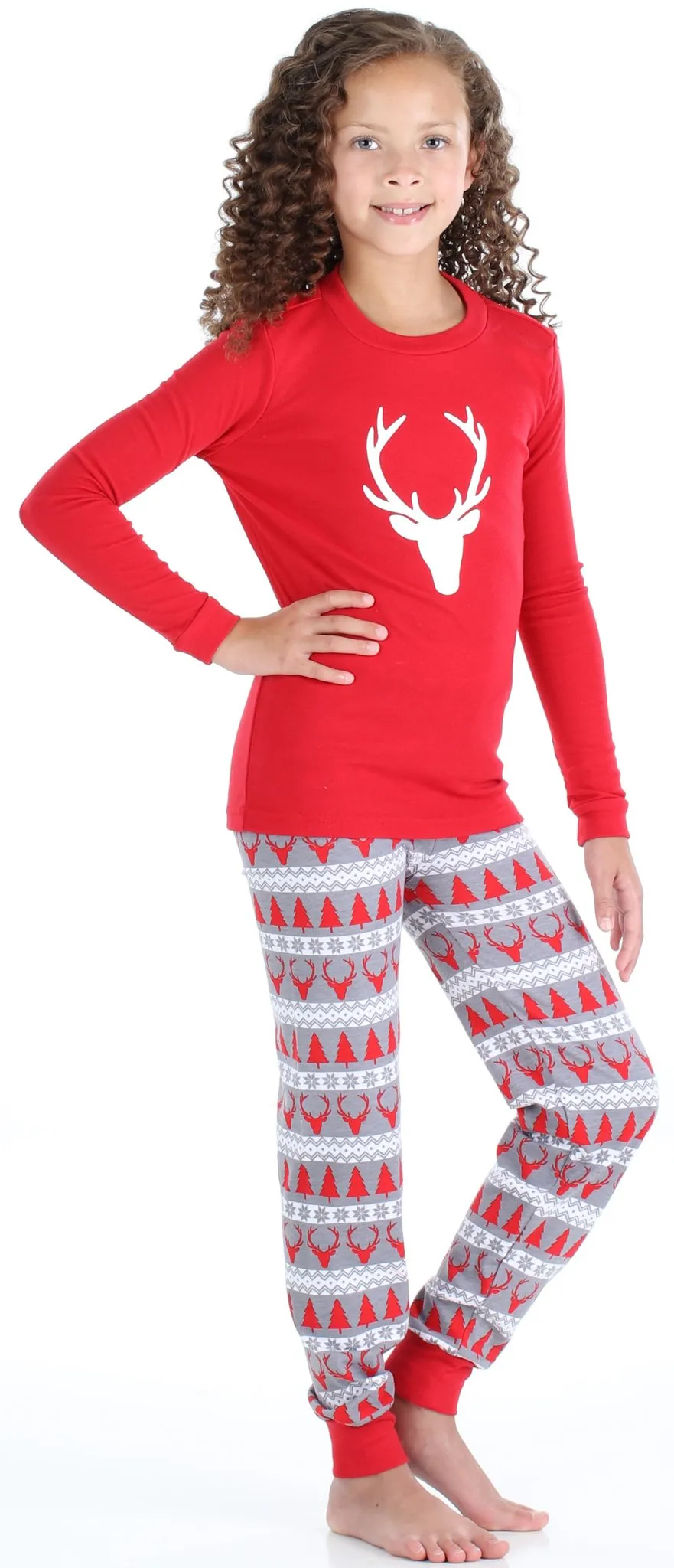 SleepytimePjs Red Holiday Family Matching Fair Isle Deer Pajama Sets