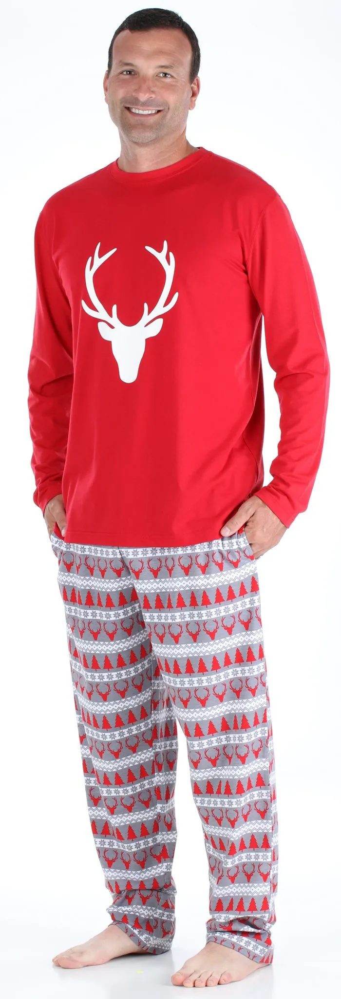 SleepytimePjs Red Holiday Family Matching Fair Isle Deer Pajama Sets