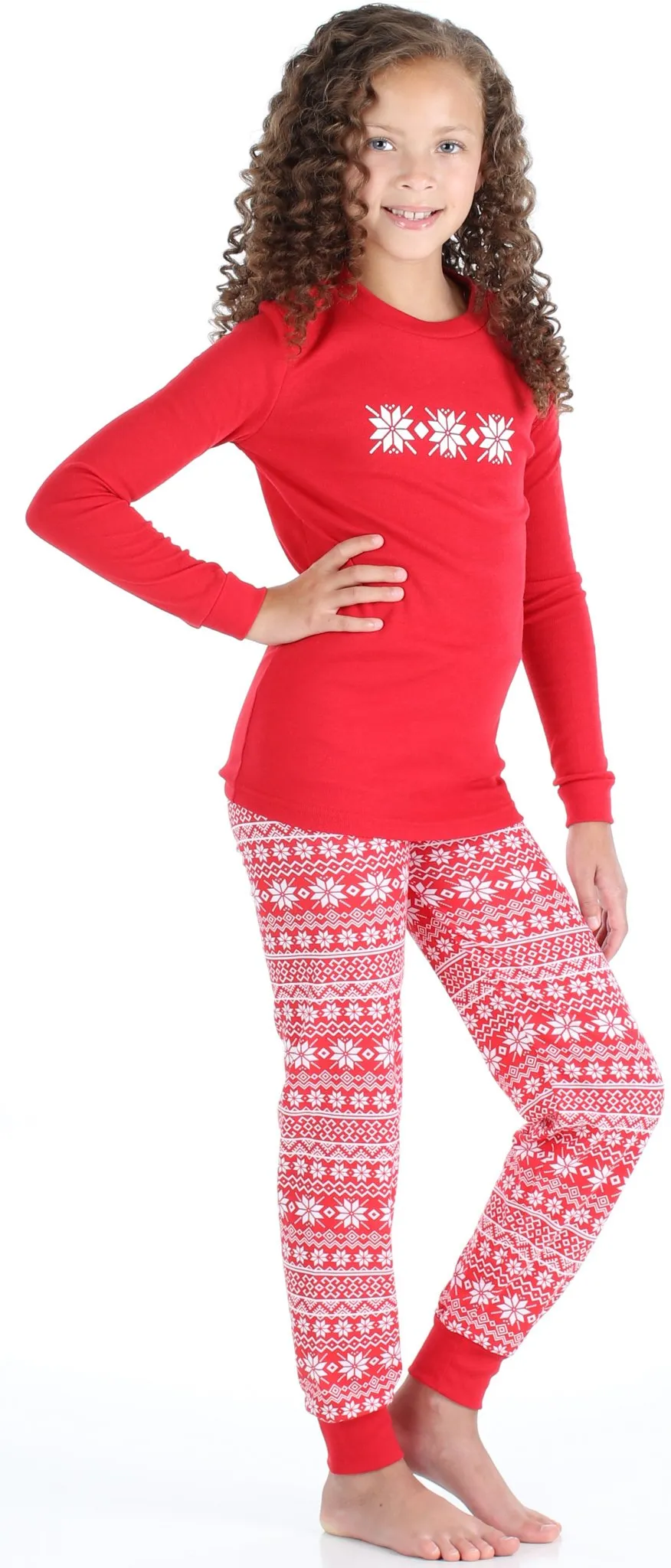 SleepytimePjs Red Holiday Family Matching Winter Snowflake Pajama Sets