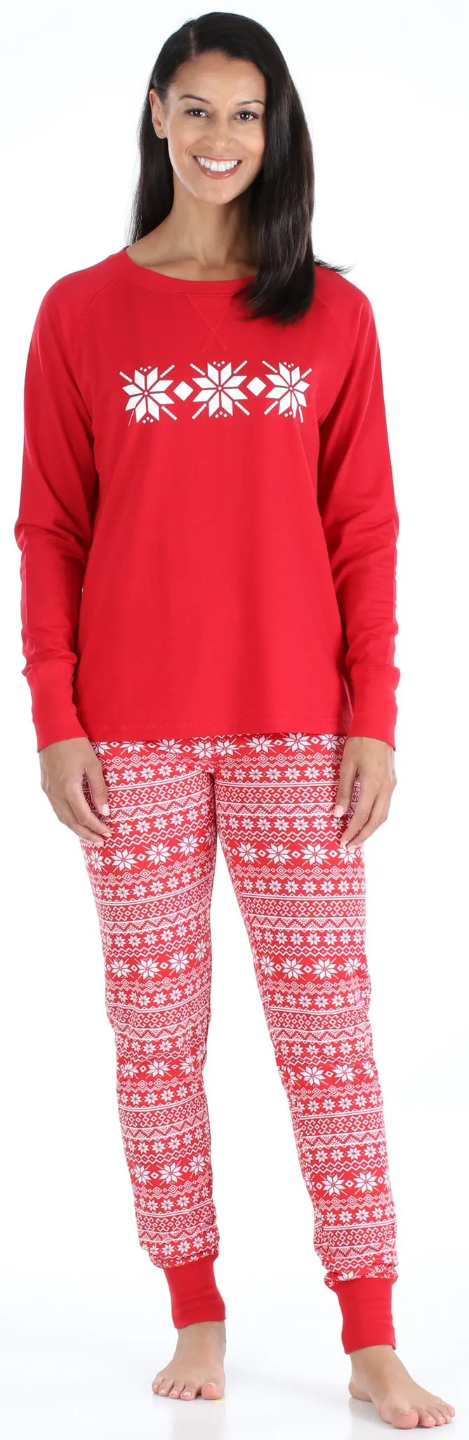 SleepytimePjs Red Holiday Family Matching Winter Snowflake Pajama Sets