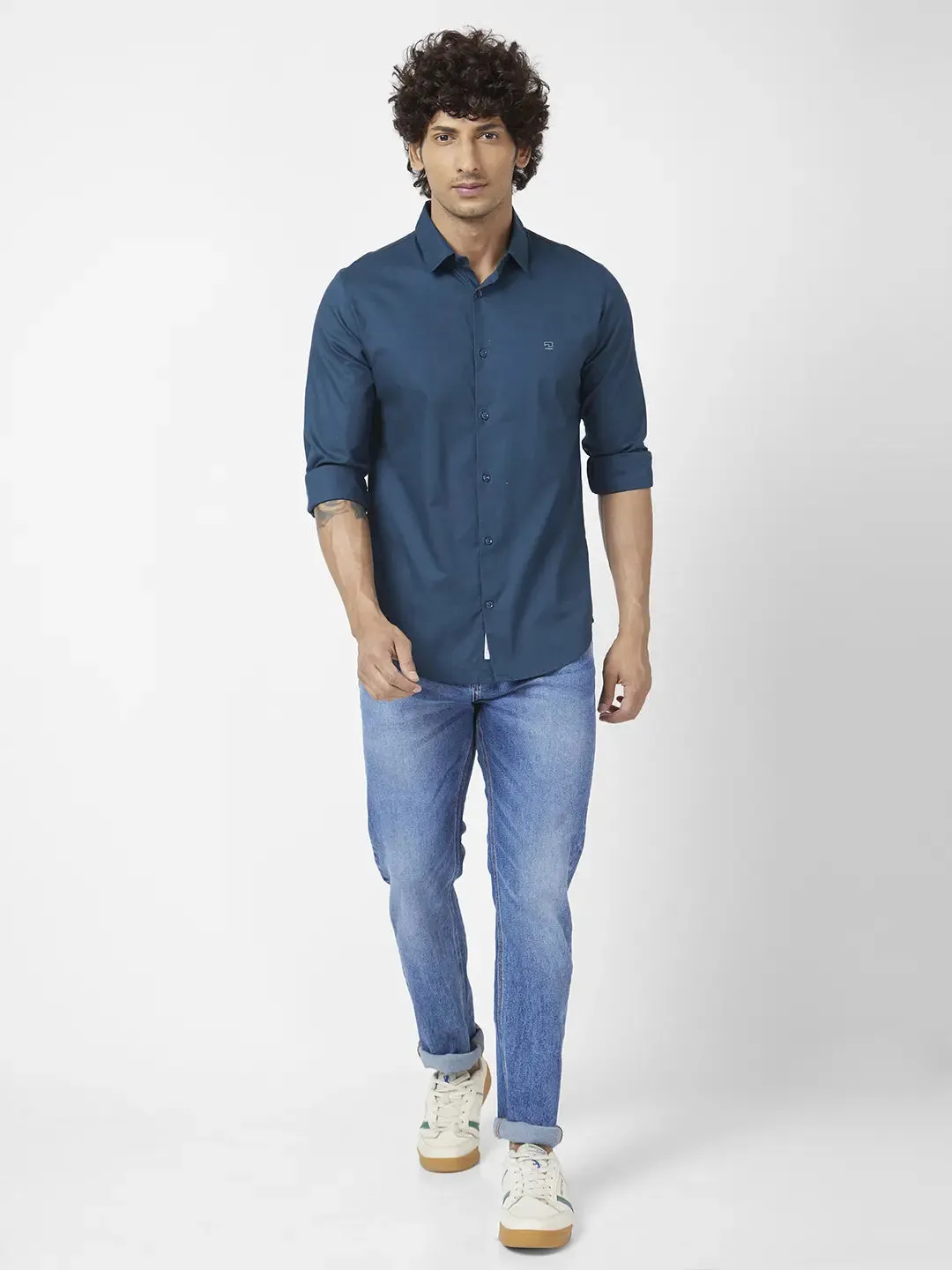 Spykar Men Mid Blue Cotton Stretch Comfort Fit Straigth Length Clean Look Mid Rise Jeans (Ricardo)