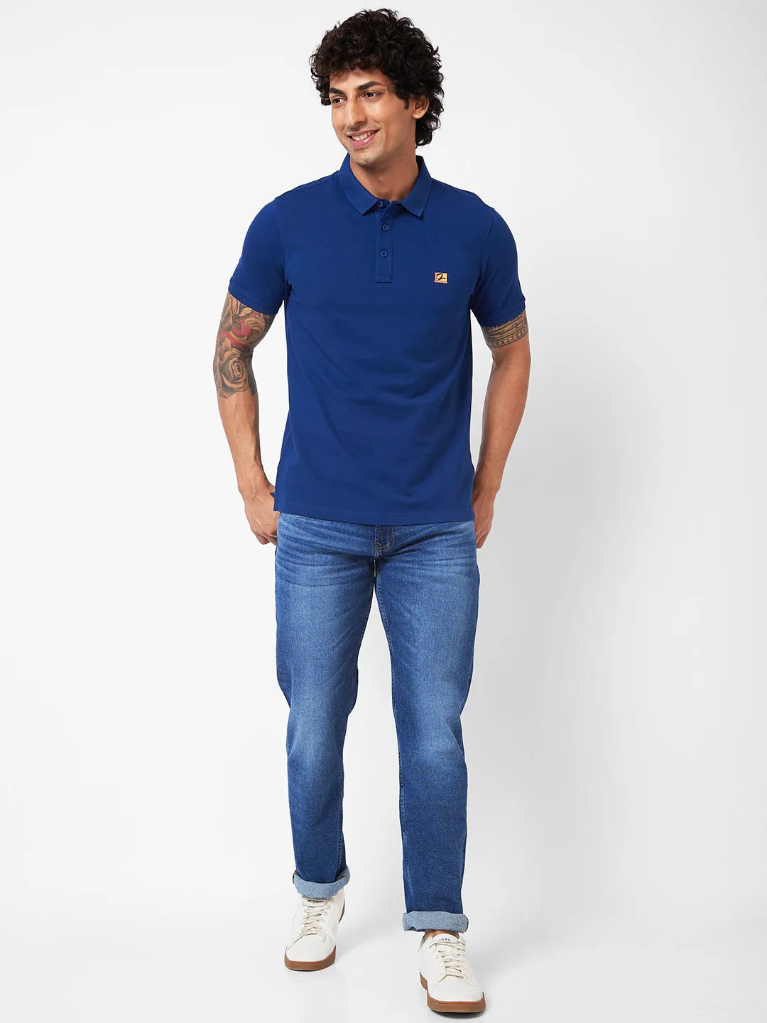 Spykar Mid-Rise Comfort Fit Blue Jeans For Men