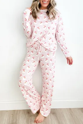 Striped Pink Santa Claus Two Piece Lounge Set