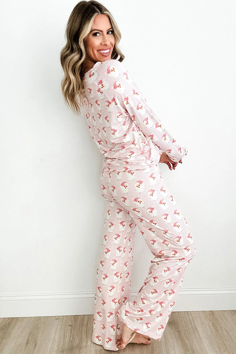 Striped Pink Santa Claus Two Piece Lounge Set