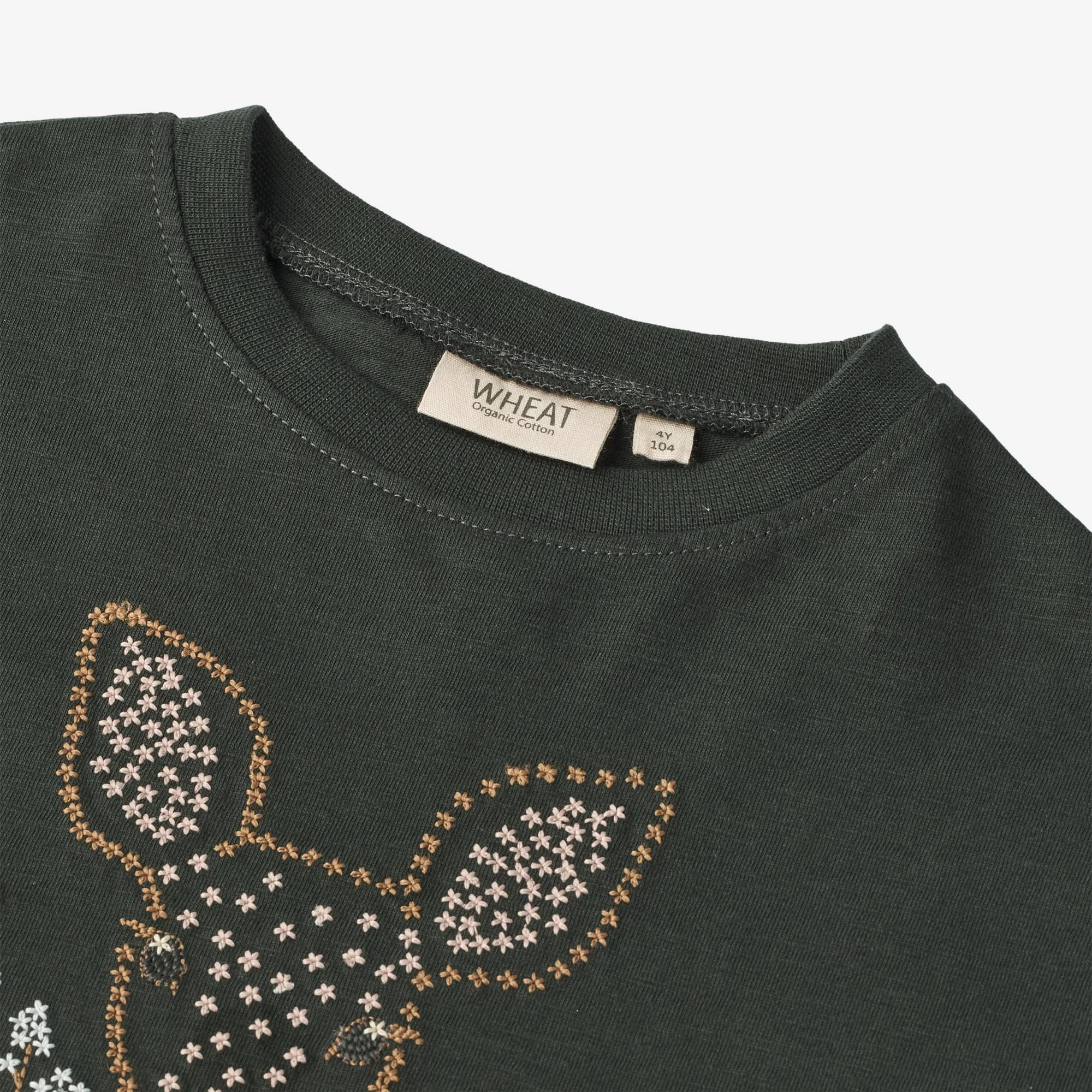 T-Shirt Deer Embroidery - black coal