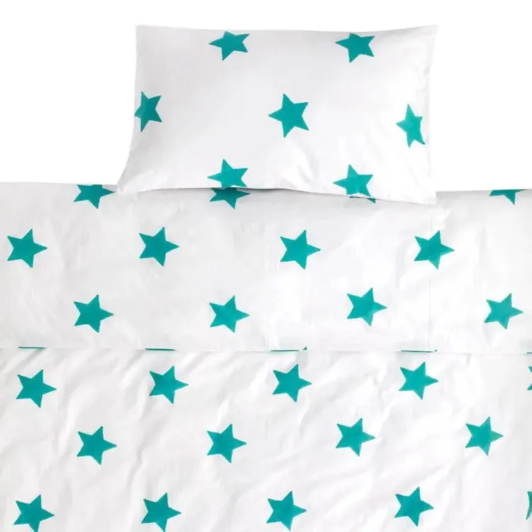 Tuquoise Star Toddler Cot Bed Duvet Set