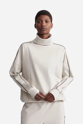 Varley Ariana High-Neck Midlayer in Cement Marl/Bitter Chocolate